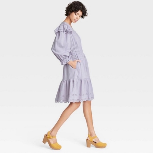 Women's Ruffle Long Sleeve Ruffle Dress - Universal Thread - Picture 2 of 6